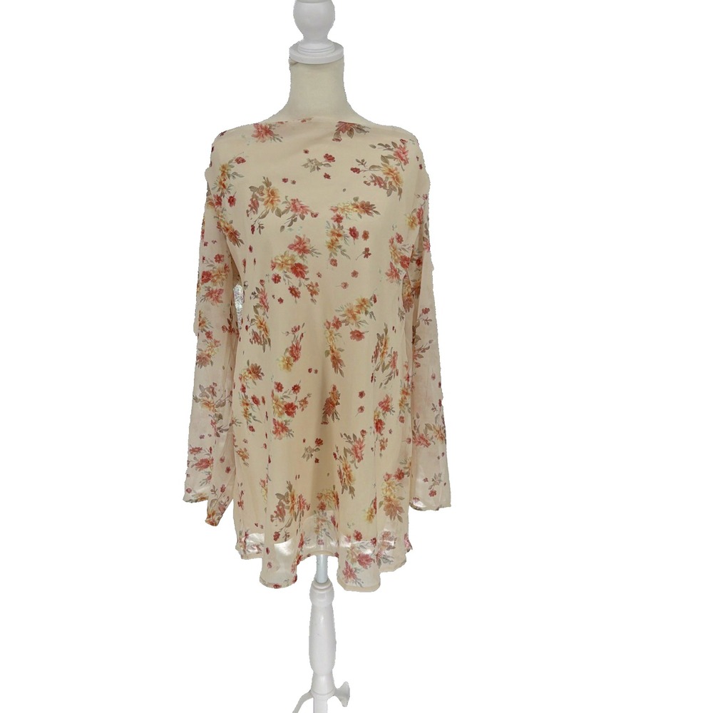 Petal & Pup Everlyn Long Sleeve Mini Dress Cream Floral Cowl XL PDS-593A NWT